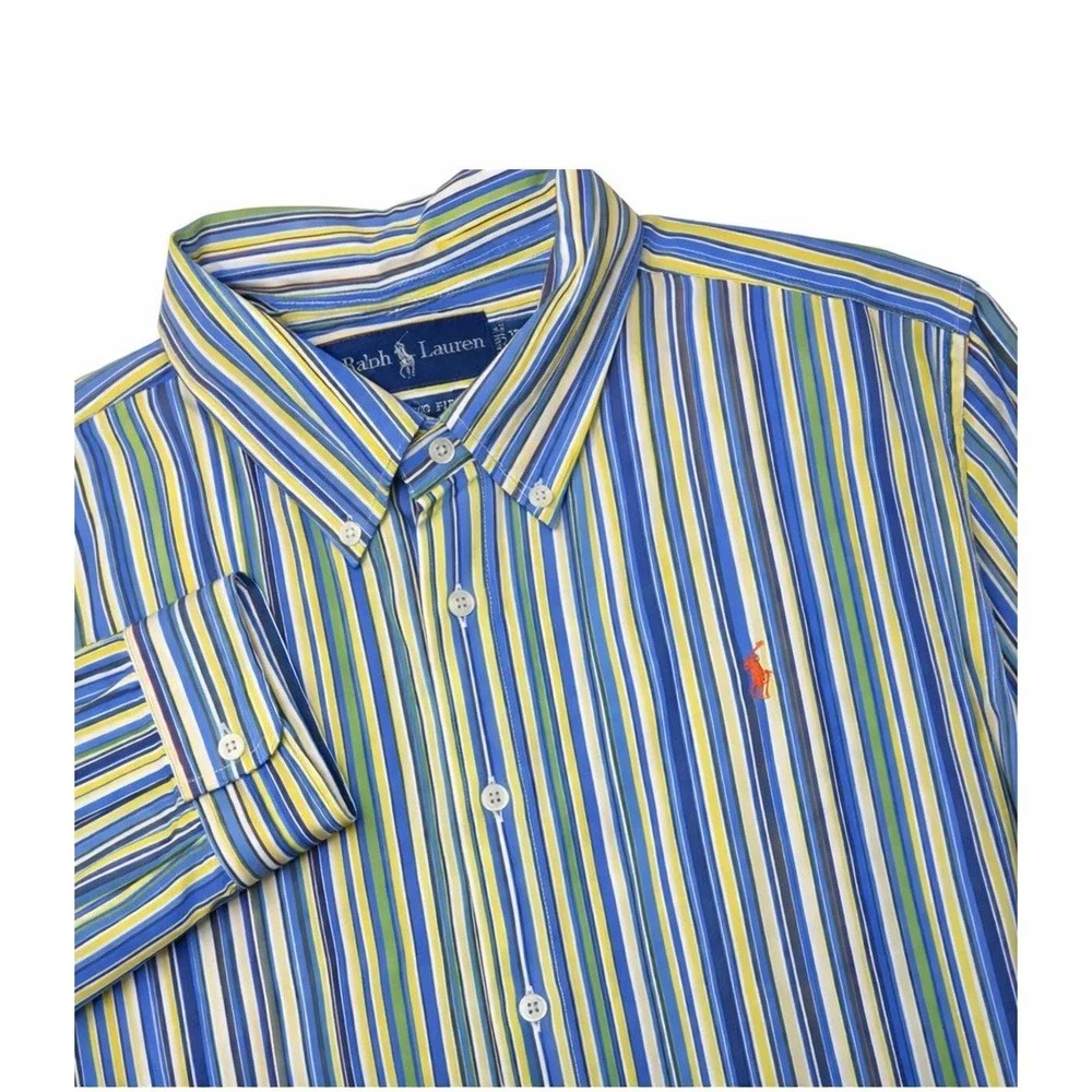 VTG Ralph Lauren Shirt Mens XL Classic Fit Striped Button Down Long Sleeve Prepp